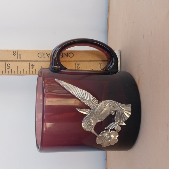 Amethyst Color Heritage Pewter Hummingbird Glass Mug Made in U.S.A. - Picture 8 of 8